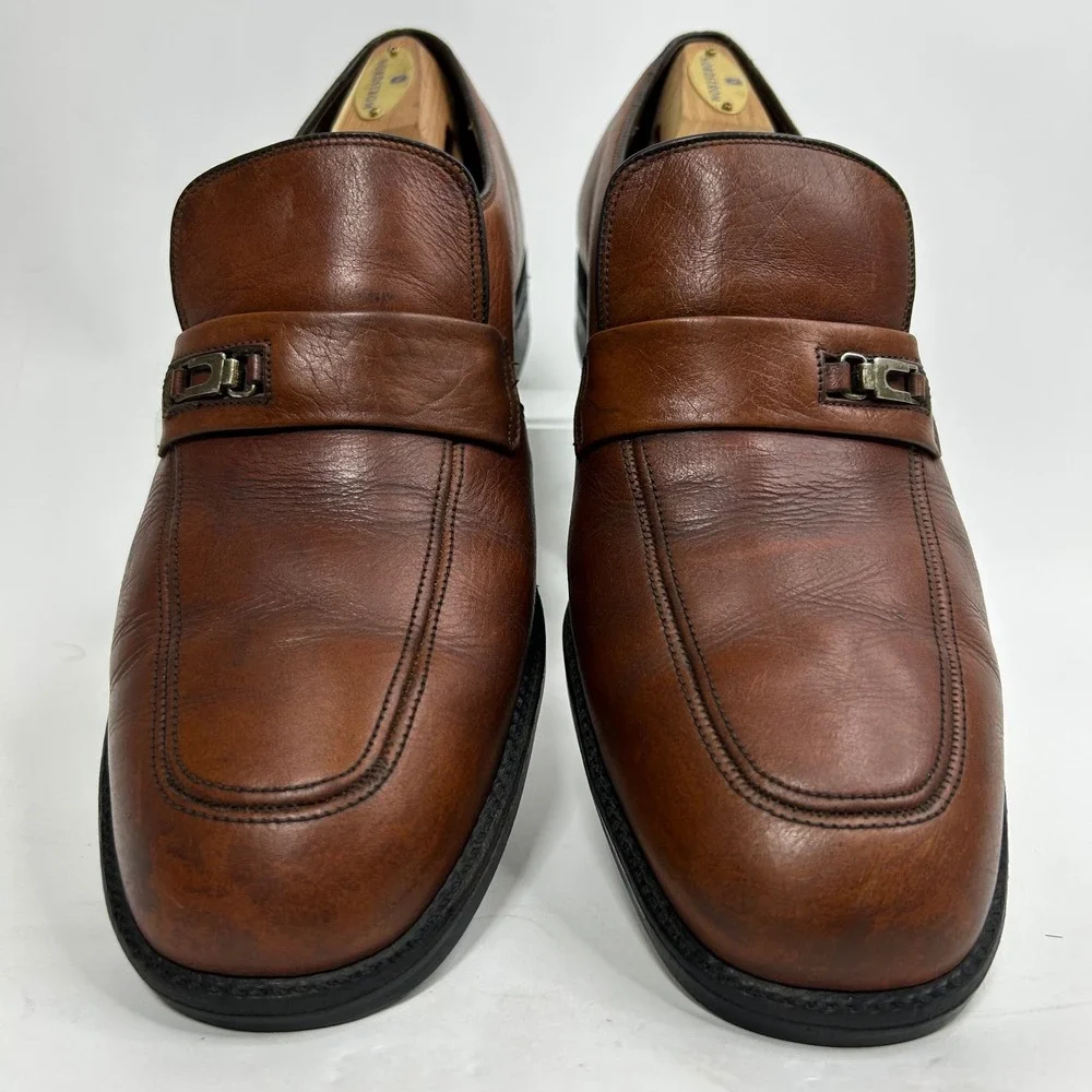 Hy-Test Mens Brown Leather Safety Toe Loafers‎ Buckle Moc Toe Shoes 1663 36 10 B